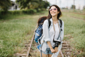 This woman is enjoying her hike because of ketamine the depression dragon slayer.