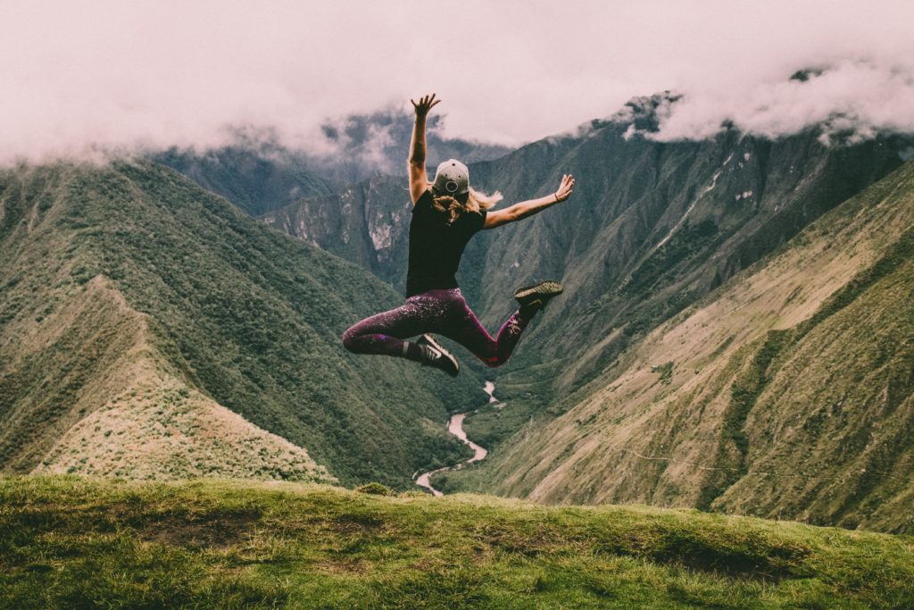 This girl is jumping for joy!