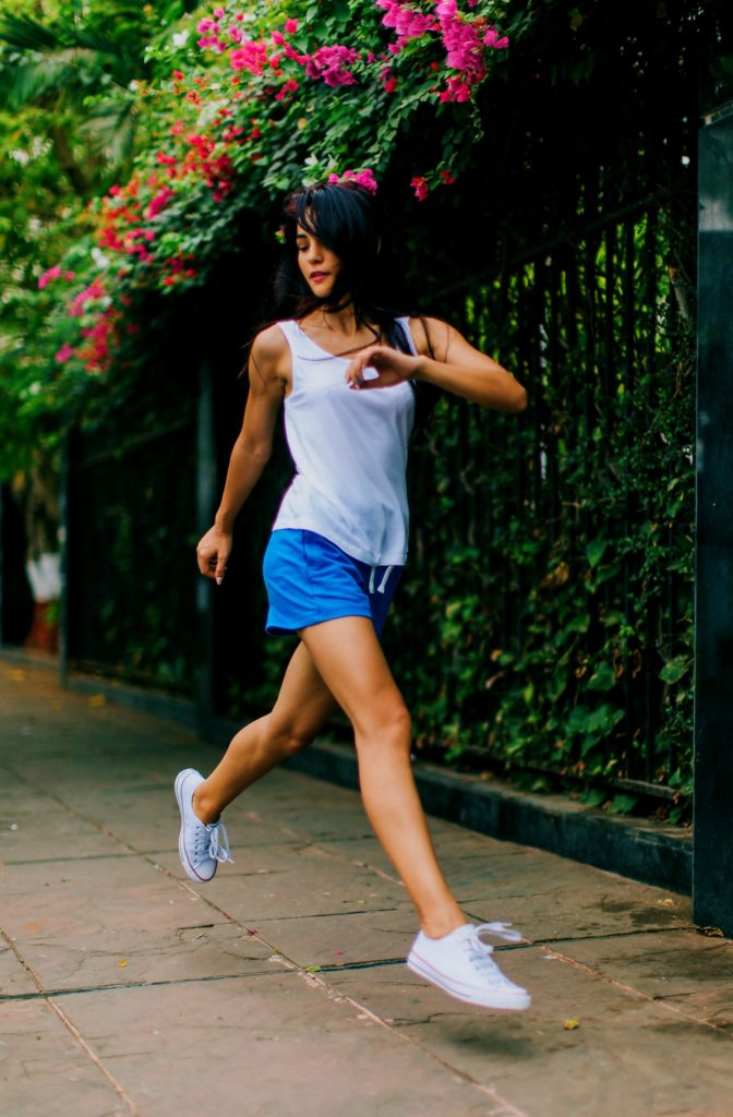 Jogging like this lady can lift your outlook with fresh air and beauty and exercise reduces future depression episodes.